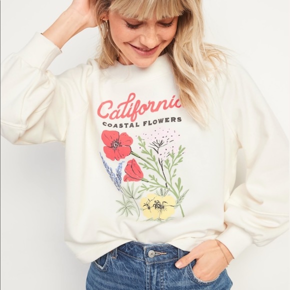 Old Navy Blouson Sleeve Graphic Sweatshirt Small - Picture 1 of 10